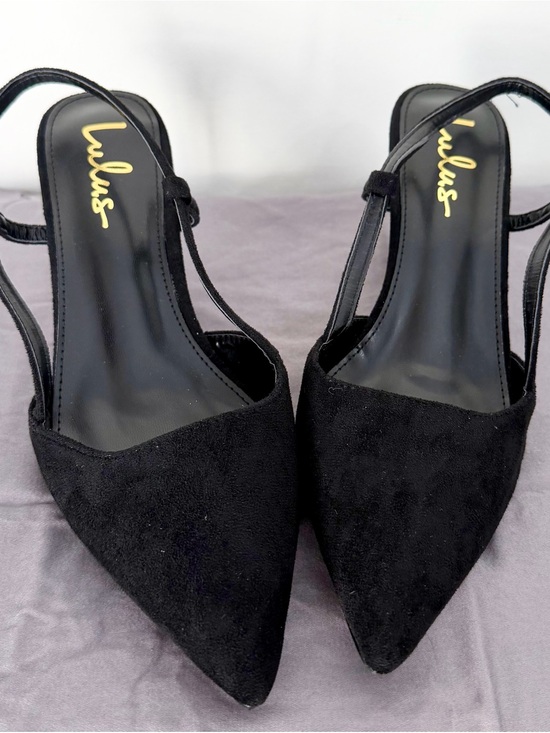 Lulus Shoes - Lulu's Black Slingback Pointed Toe Kitten Heel